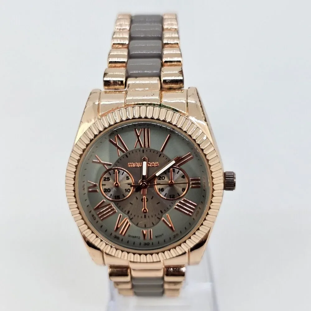 Maurices‎ Women's Watch 36MM Gray Dial Gold Gray Bracelet Band 6.5